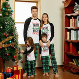 Christmas Letter Contrast Top and Plaid Pants Family Matching Pajamas Sets (Flame Resistant) 462546