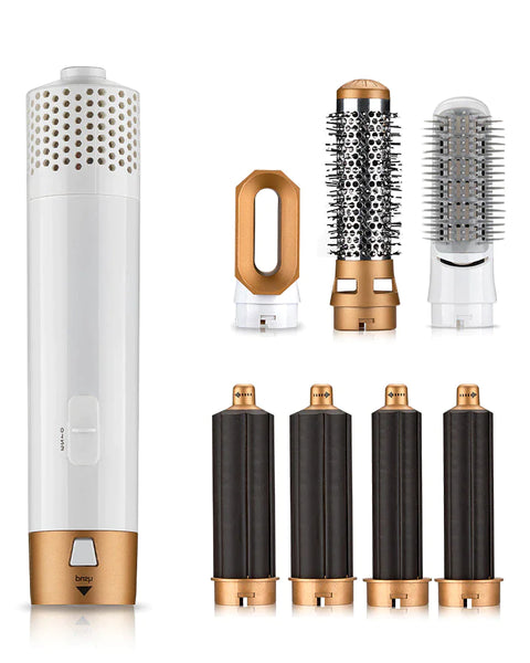 7 in 1 Hair Dryer Hot Air Brush Styler and Volumizer Hair Straightener Curler Comb Negative Ion One Step Hair Dryer Brush