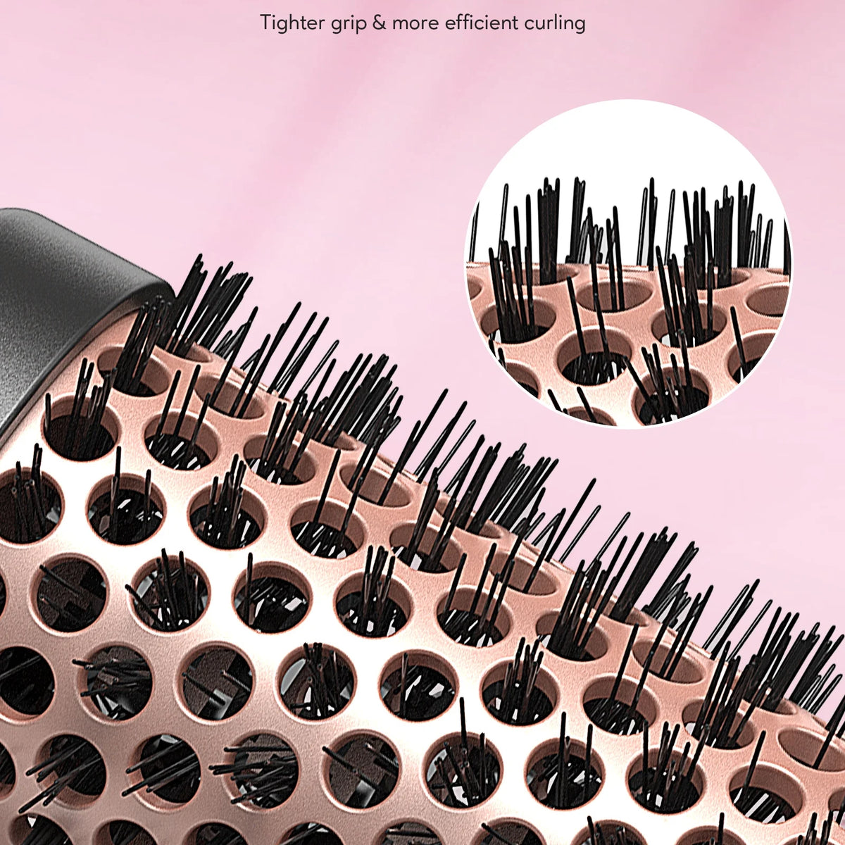 Thermal Brush for Blowout Look, 1 1/2 Inch Ionic Heated Nylon Brush Get Natural Curls, Rose Gold