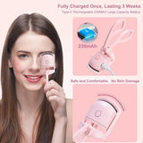 Heated Eyelash Curler Electric 2-Level Temperature Control Long-Lasting Curling and Shaping Portable Rechargeable Eyelash Curler