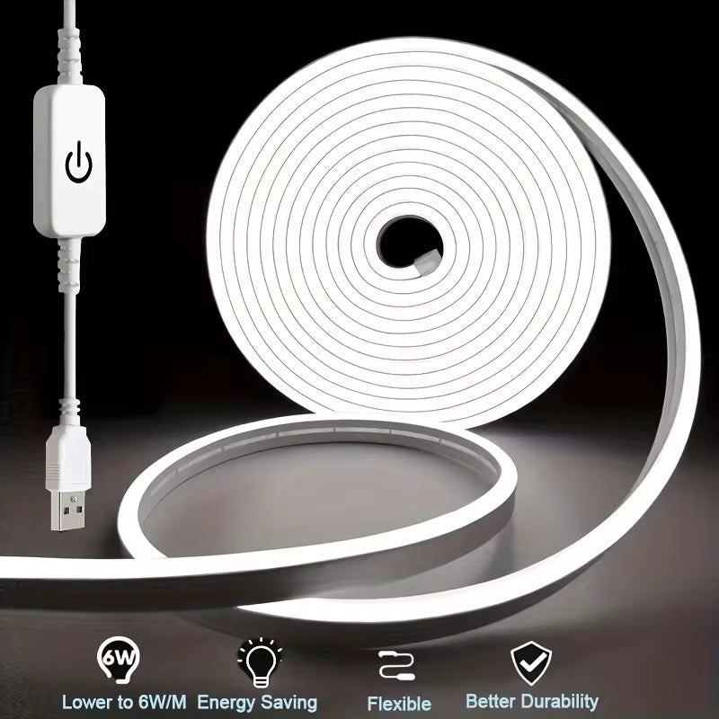 Touch Sensor Neon LED Strip Light Dimmable Waterproof Flexible LED Neon Sign Light Tape 5V USB Lighting Lamp for Room Decoration