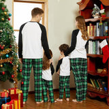 Christmas Letter Contrast Top and Plaid Pants Family Matching Pajamas Sets (Flame Resistant) 462546