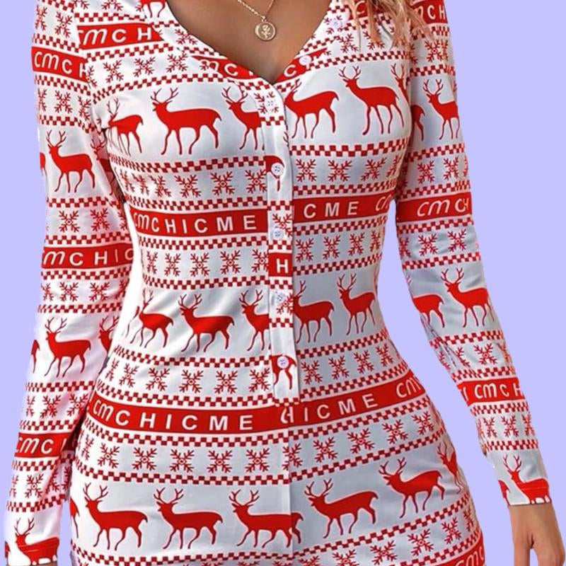 Christmas Pajamas, Women’S Jumpsuit/Romper. Winter, Sexy, Bodycon