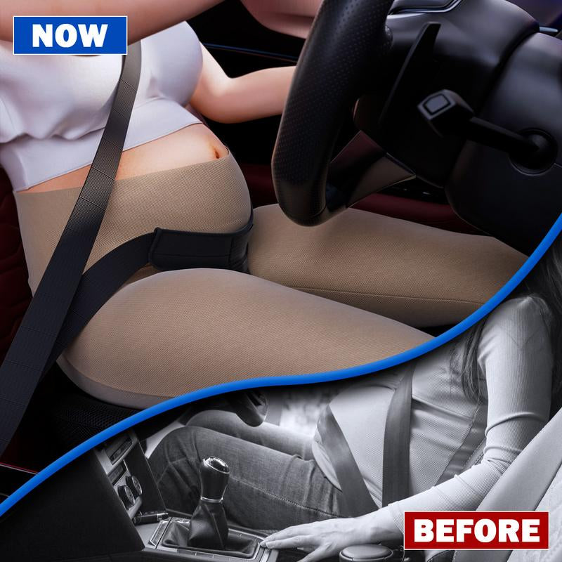 Pregnancy Car Seat Cushion -Designed to Secure the Lap Belt on Pelvic Bone Prevent Compression of Belly - Easy to Set up and Use - Provide Comfortable and Safe Driving for Pregnant Women