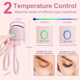 Heated Eyelash Curler Electric 2-Level Temperature Control Long-Lasting Curling and Shaping Portable Rechargeable Eyelash Curler