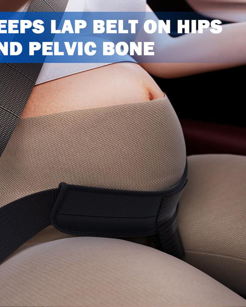 Pregnancy Car Seat Cushion -Designed to Secure the Lap Belt on Pelvic Bone Prevent Compression of Belly - Easy to Set up and Use - Provide Comfortable and Safe Driving for Pregnant Women